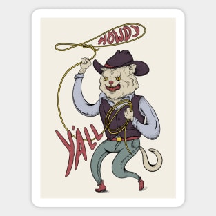 Howdy Yall - Rodeo Cowboy Cat Magnet